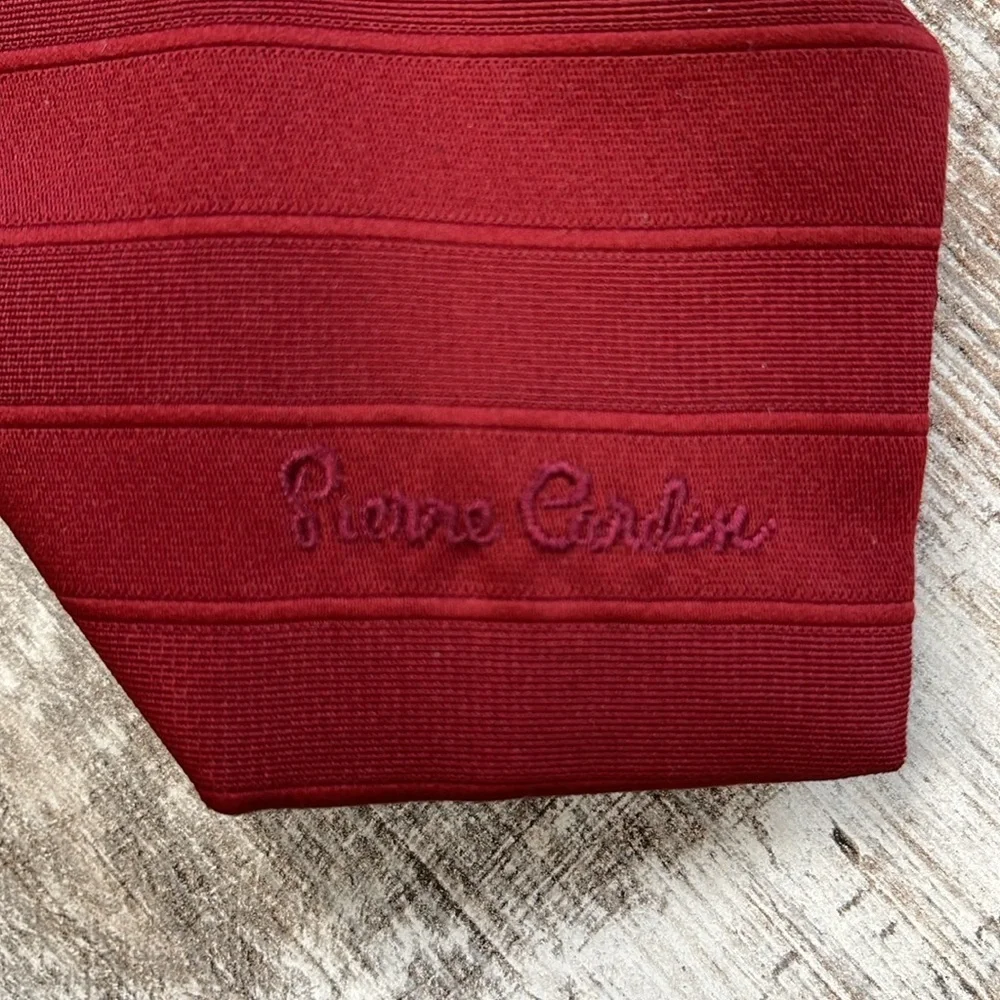 Pierre Cardin Paris New York Vintage Burgundy Stripe Tie With Logo